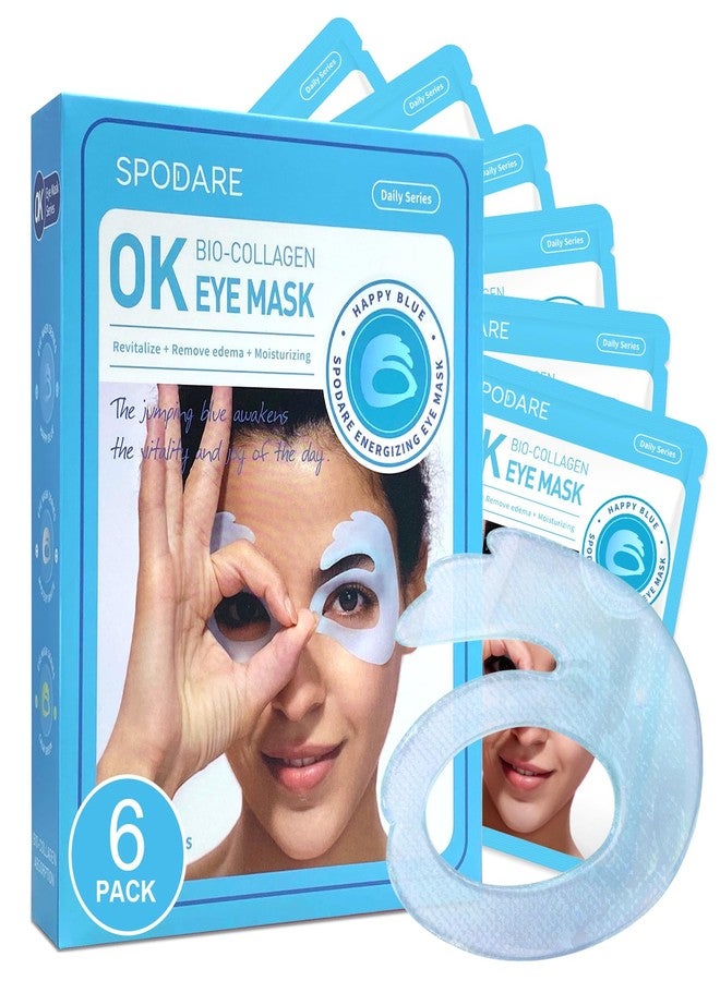 SPODARE OK Shape Eye Masks, 360° Fit Under Eye Patches with Retinol and Collagen, Firming & Hydrating Eye Mask for Wrinkles and Puffy Eyes, Self Care Gifts for Women - 6 Pairs, Happy Blue - Image 1